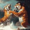 Lion vs Tiger Wildlife Diamond Painting