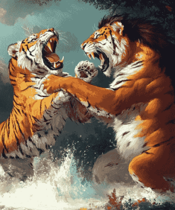 Lion vs Tiger Wildlife Diamond Painting