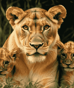 Lioness and Cubs Wildlife Diamond Painting