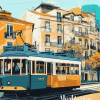 Lisbon Tram Cityscape Diamond Painting