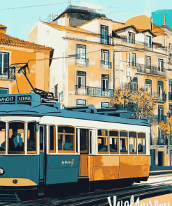 Lisbon Tram Cityscape Diamond Painting