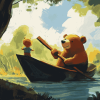 Little Boy and Bear Adventure Diamond Painting