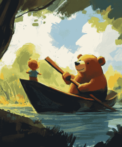 Little Boy and Bear Adventure Diamond Painting