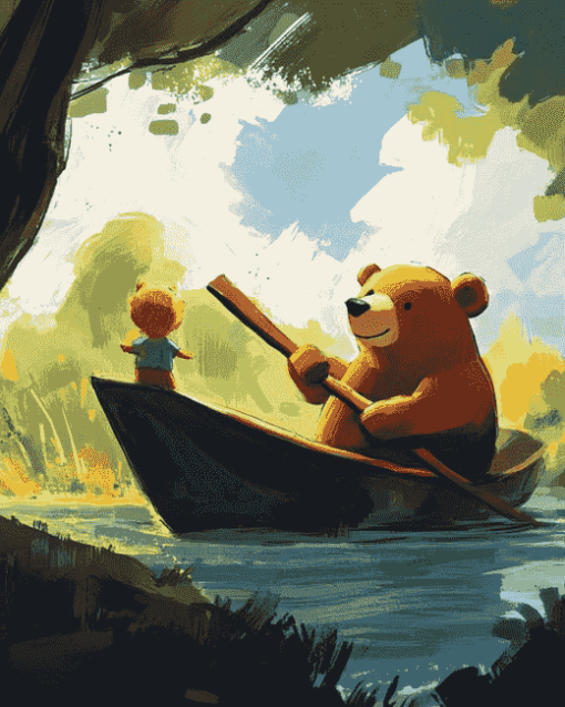 Little Boy and Bear Adventure Diamond Painting