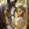 Little Girl with Pony and Cat Diamond Painting