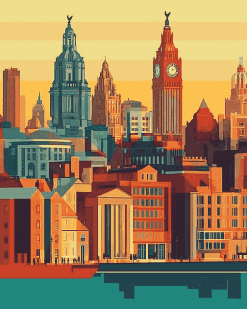 Liverpool Skyline Cities Diamond Painting