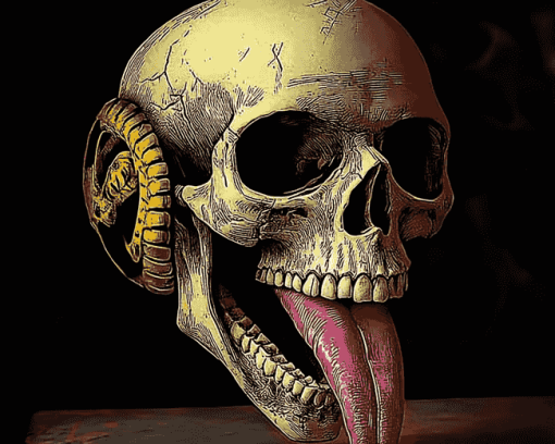 Long Tongue Skull Diamond Painting