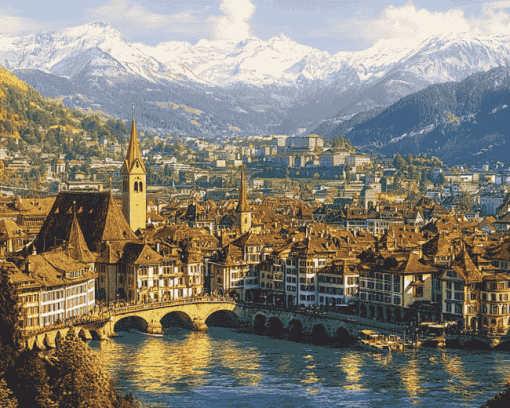 Lucerne Cityscape Switzerland Diamond Painting