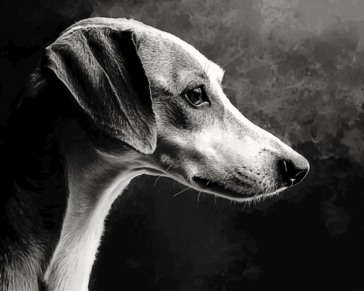 Lurcher Black and White Diamond Painting