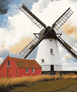 Lytham Windmill Landscape Diamond Painting