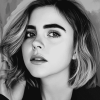 Mae Whitman Black and White Diamond Painting