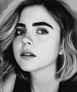 Mae Whitman Black and White Diamond Painting