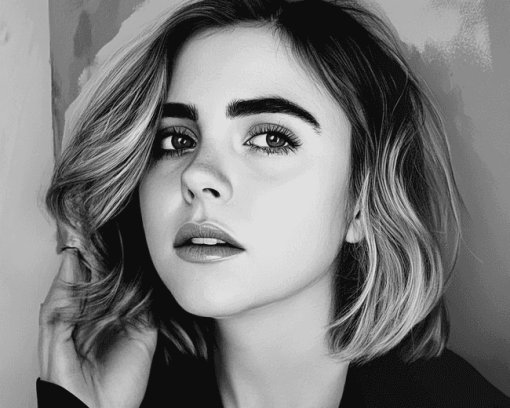 Mae Whitman Black and White Diamond Painting