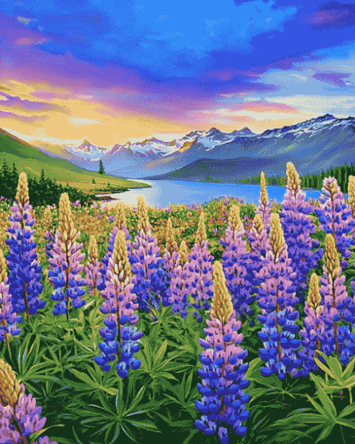 Majestic Lupine Fields Diamond Painting