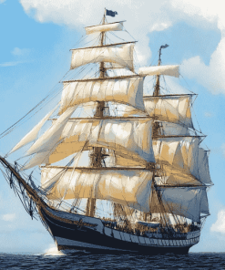 Majestic Rigged Ship Diamond Painting