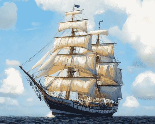 Majestic Rigged Ship Diamond Painting