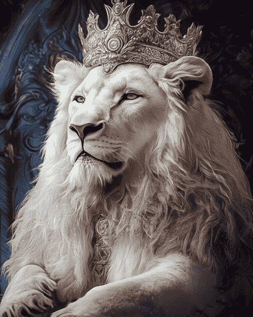 Majestic White Lion Fantasy Diamond Painting