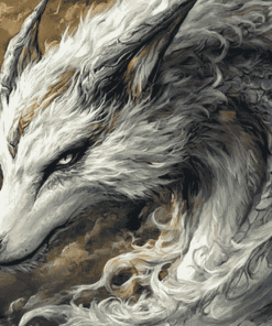 Majestic Wolf Dragon Fantasy Diamond Painting