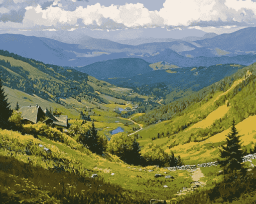 Maramures Mountain Scenery Diamond Painting