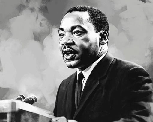 Martin Luther King Jr Black White Diamond Painting