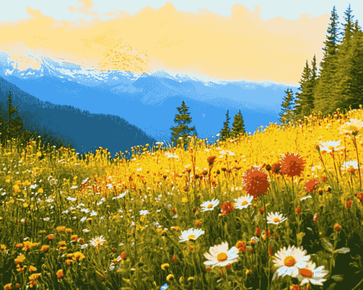 Meadow and Mountains Diamond Painting