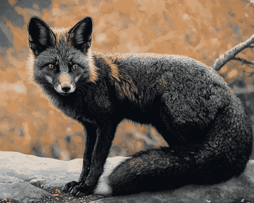 Melanistic Fox Wildlife Diamond Painting