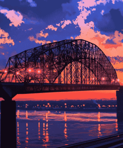 Memphis Bridge Tennesse Sunset Diamond Painting