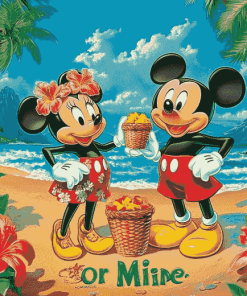 Mickey Minnie Disney Adventure Hawaii Diamond Painting