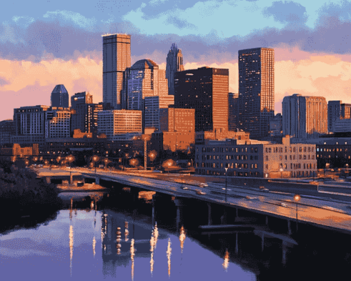 Minneapoli Skyline Buildings Diamond Painting