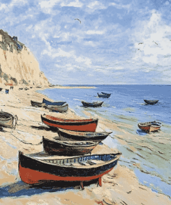 Monet Boats Seaside Diamond Painting