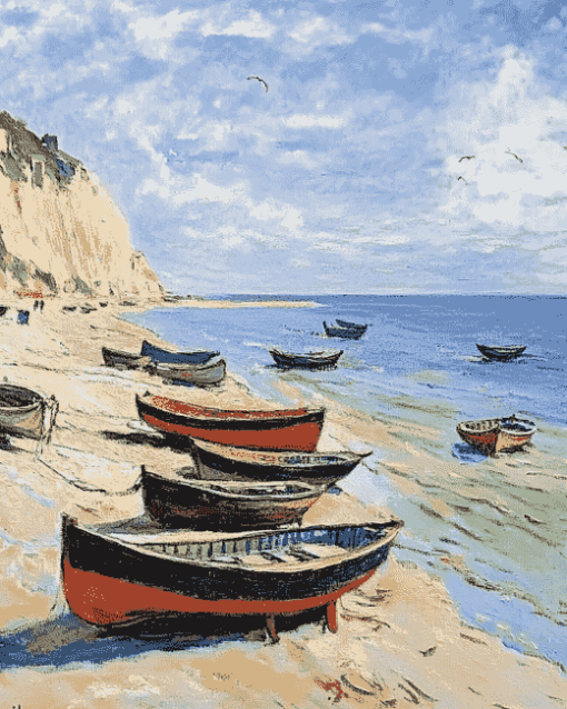 Monet Boats Seaside Diamond Painting