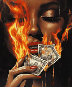 Money on Fire Diamond Painting