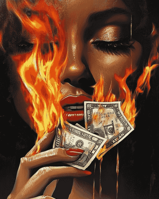 Money on Fire Diamond Painting