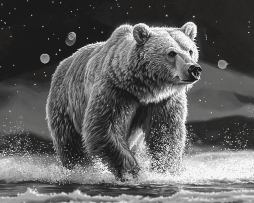 Monochrome Bear Wildlife Diamond Painting