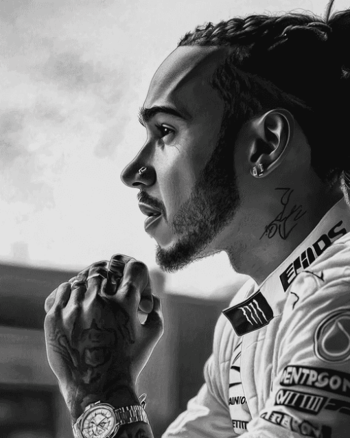 Monochrome Lewis Hamilton Diamond Painting