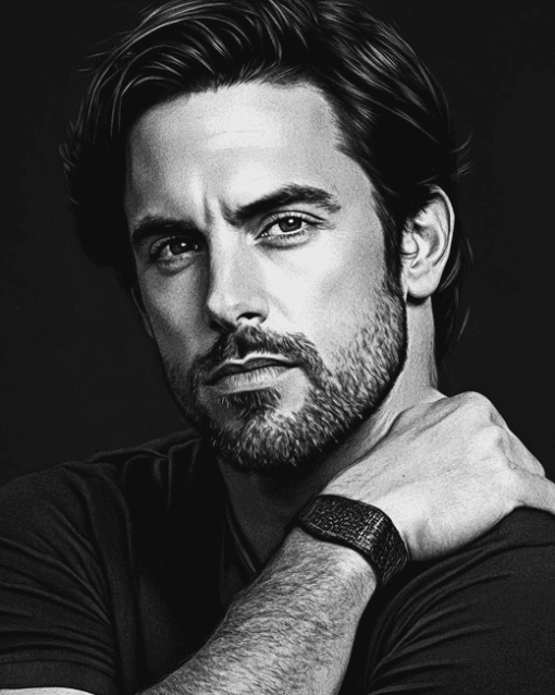 Monochrome Milo Ventimiglia Celebrity Diamond Painting