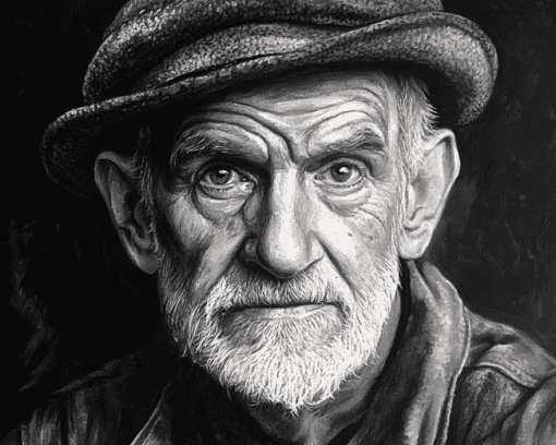 Monochrome Old Man Diamond Painting