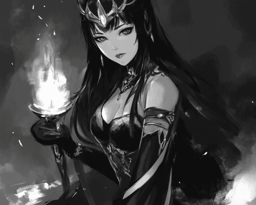 Monochrome Tharja Fire Emblem Diamond Painting