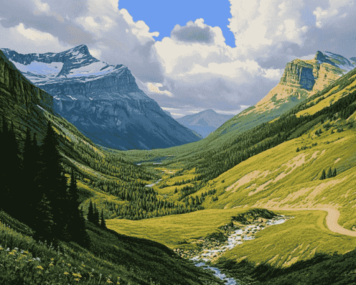 Montana Sun Road Landscapes Diamond Painting