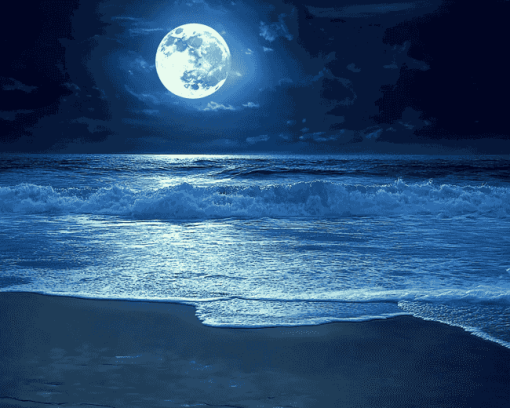 Moonlit Beach Seascape Diamond Painting