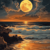 Moonlit Beach Seascape Diamond Painting