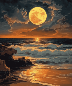 Moonlit Beach Seascape Diamond Painting