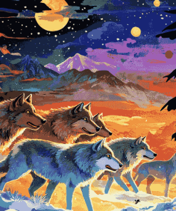 Moonlit Fantasy Wolf Diamond Painting