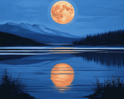 Moonlit Lake Landscape Diamond Painting