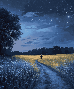 Moonlit Landscape Night Walk Diamond Painting