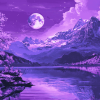 Moonlit Mountain Landscape Diamond Painting