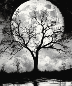 Moonlit Tree Silhouette Diamond Painting