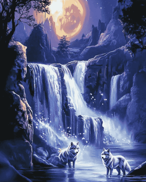 Moonlit Wolves Diamond Painting