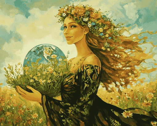 Mother Of The Earth Vintage Diamond Painting