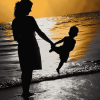 Mother Son Beach Silhouette Diamond Painting